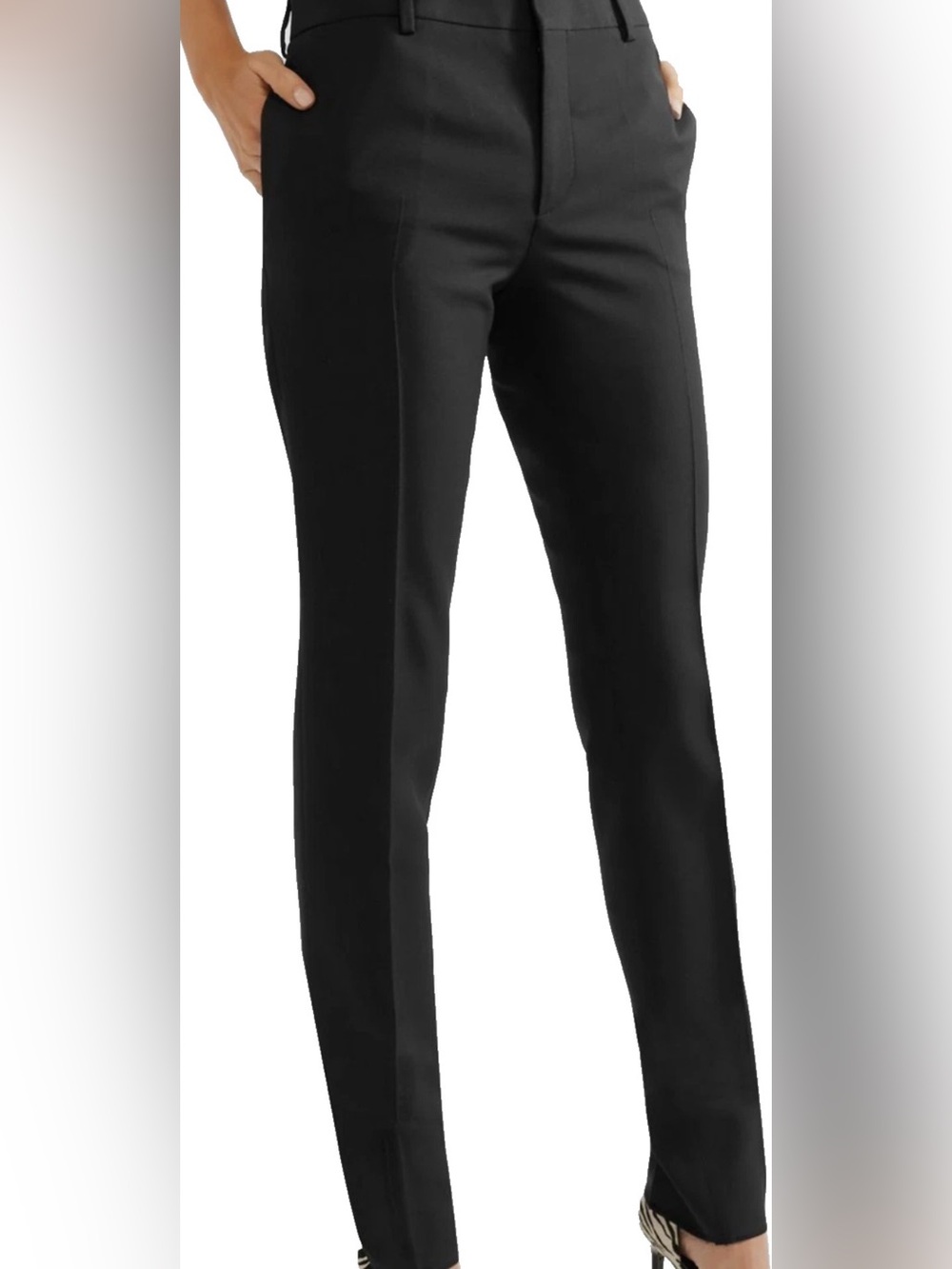 SAINT LAURENT Size 4 FR36 Black Virgin Wool Dress Pants #048